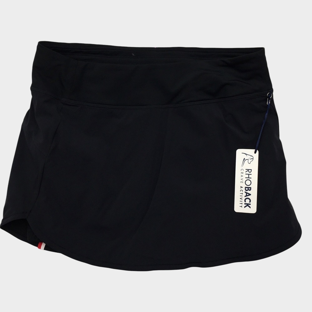 NEW! Rhoback The Onyx Women Active Skort Black Tennis Golf Skirt Size L